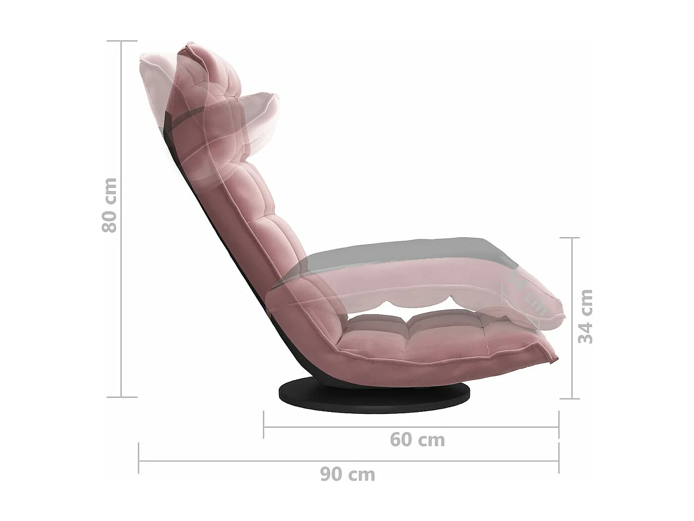 Chaise de sol pivotante Rose Velours