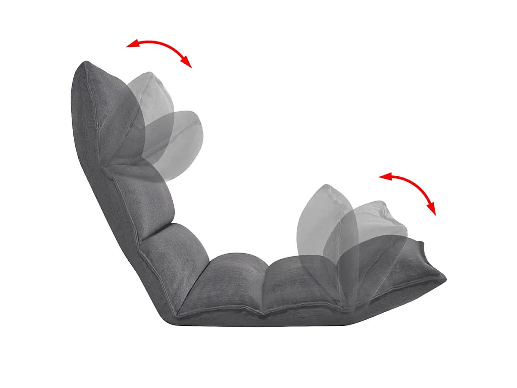 Chaise longue pliable de sol Gris Tissu