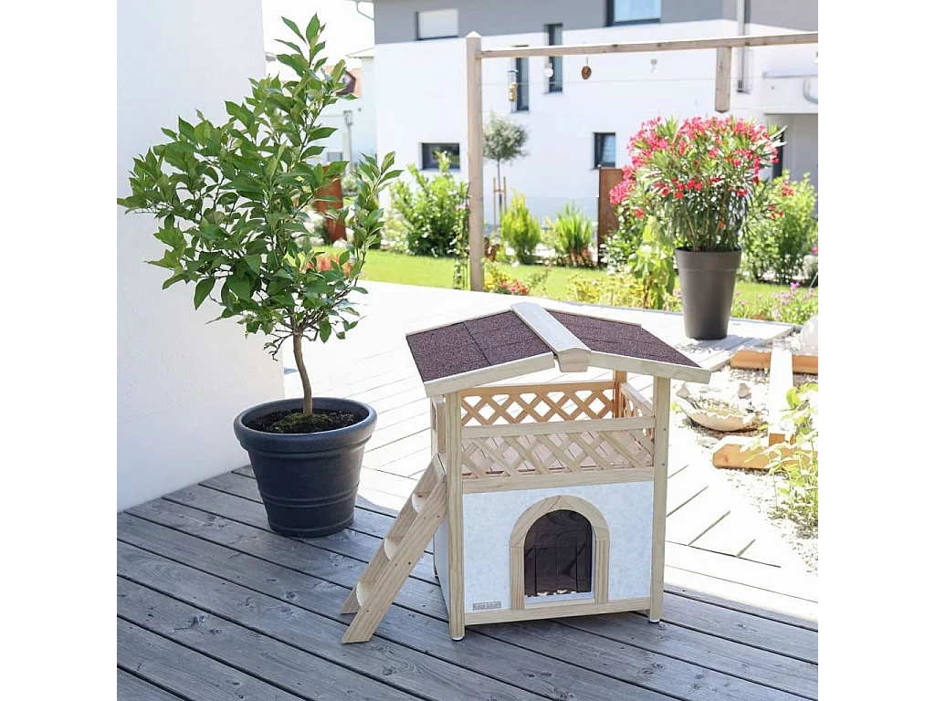 Casetta per Gatti Tyrol Alpin 88x57x77 cm Marrone Chiaro