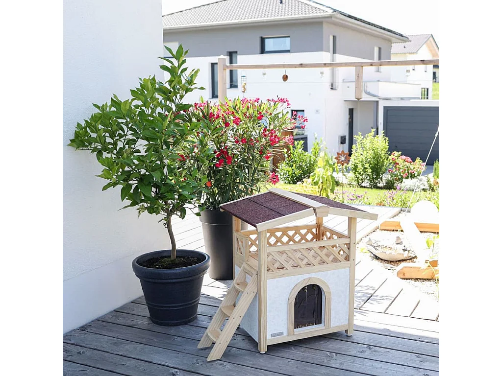 Casetta per Gatti Tyrol Alpin 88x57x77 cm Marrone Chiaro