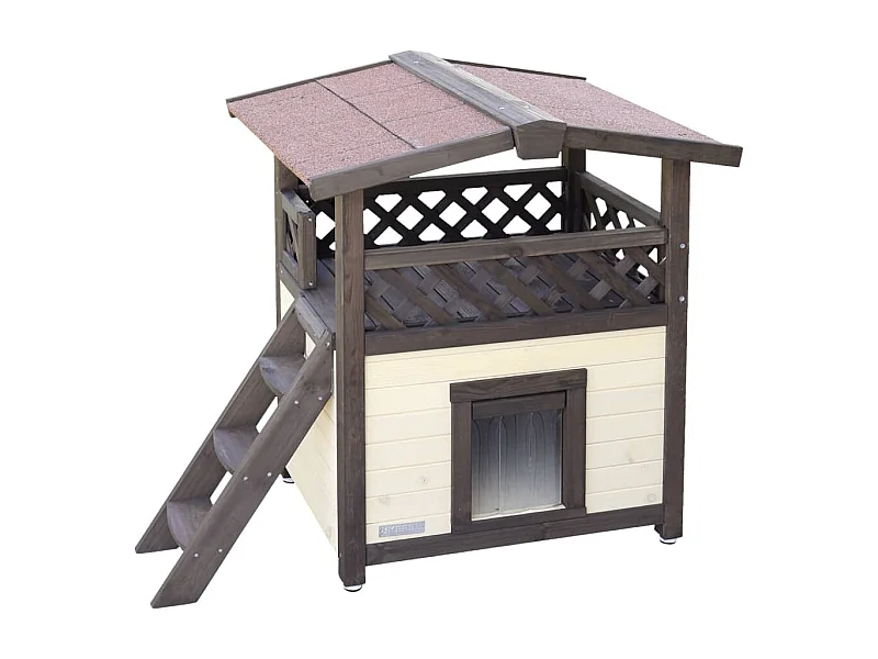 Kattenhuis DeLuxe 4-seizoenen verwarmd 88x57x77 cm donkerbruin