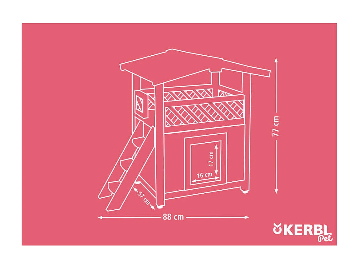 Maison à chat chauffée 4-saisons Deluxe 88x57x77 cm Marron foncé