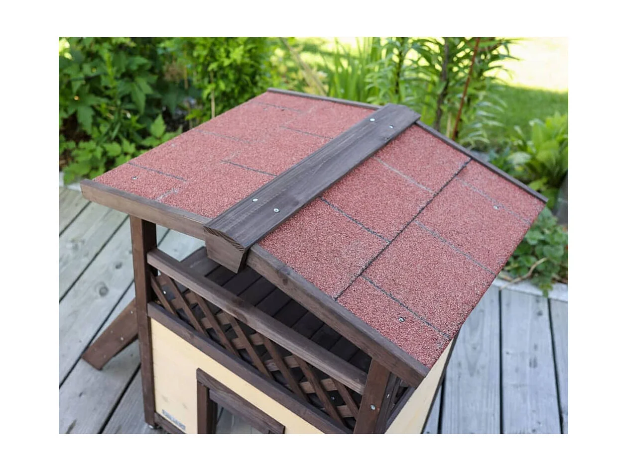 Maison à chat chauffée 4-saisons Deluxe 88x57x77 cm Marron foncé