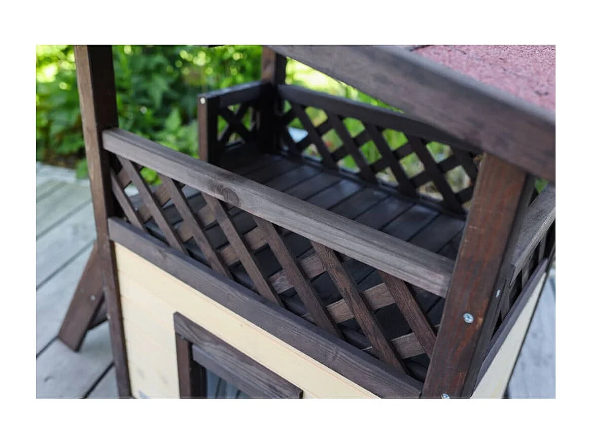 Maison à chat chauffée 4-saisons Deluxe 88x57x77 cm Marron foncé