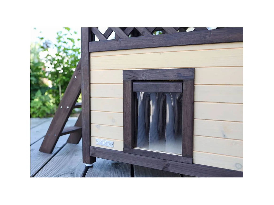 Maison à chat chauffée 4-saisons Deluxe 88x57x77 cm Marron foncé