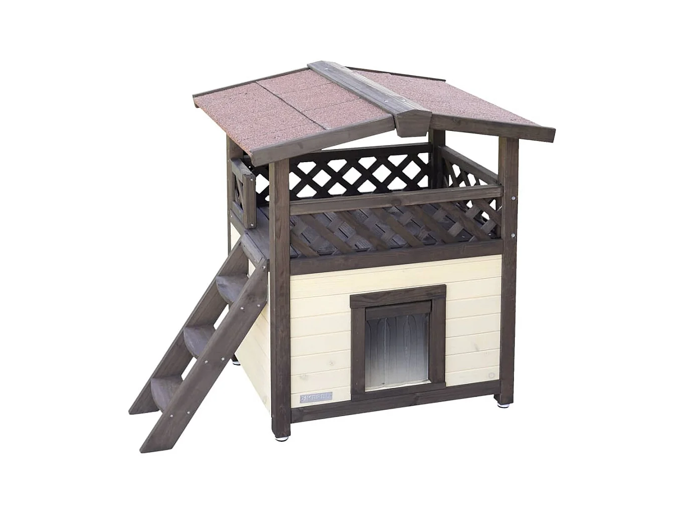 Maison à chat chauffée 4-saisons Deluxe 88x57x77 cm Marron foncé