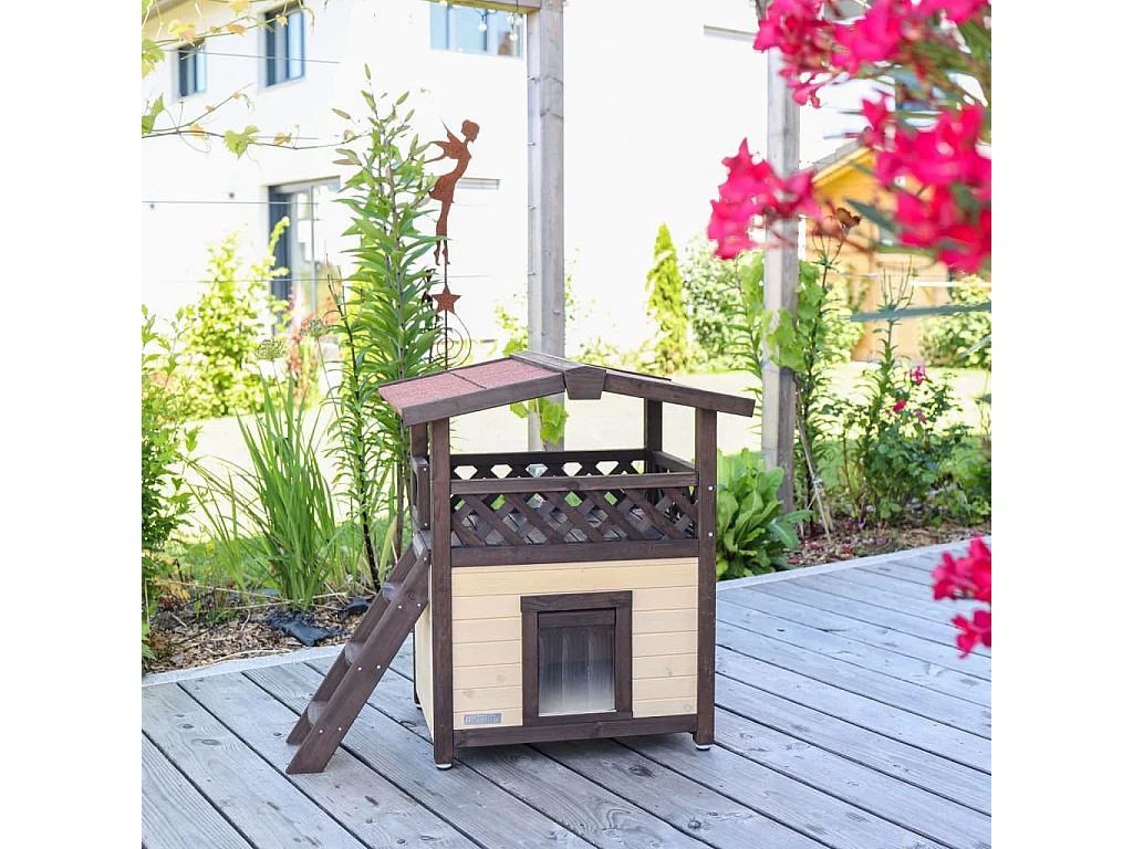 Kattenhuis DeLuxe 4-seizoenen verwarmd 88x57x77 cm donkerbruin