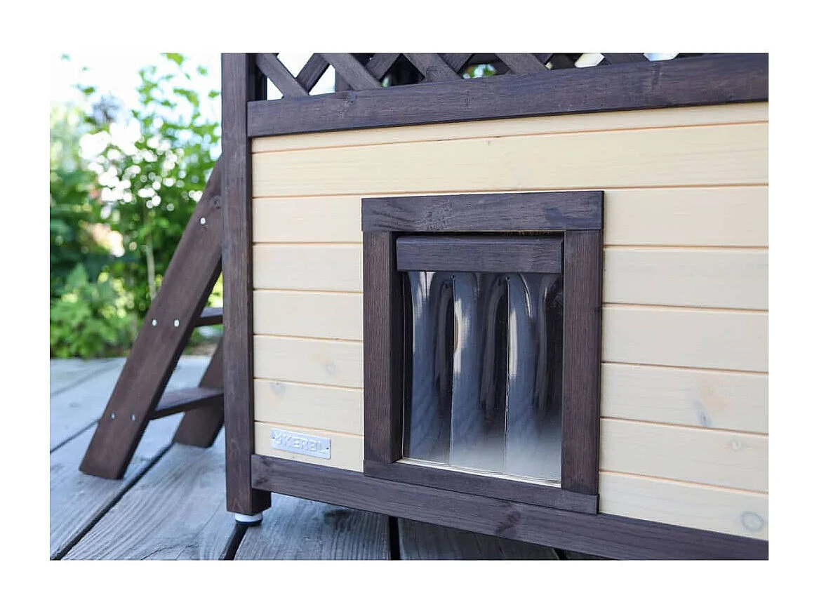 Kattenhuis DeLuxe 4-seizoenen verwarmd 88x57x77 cm donkerbruin