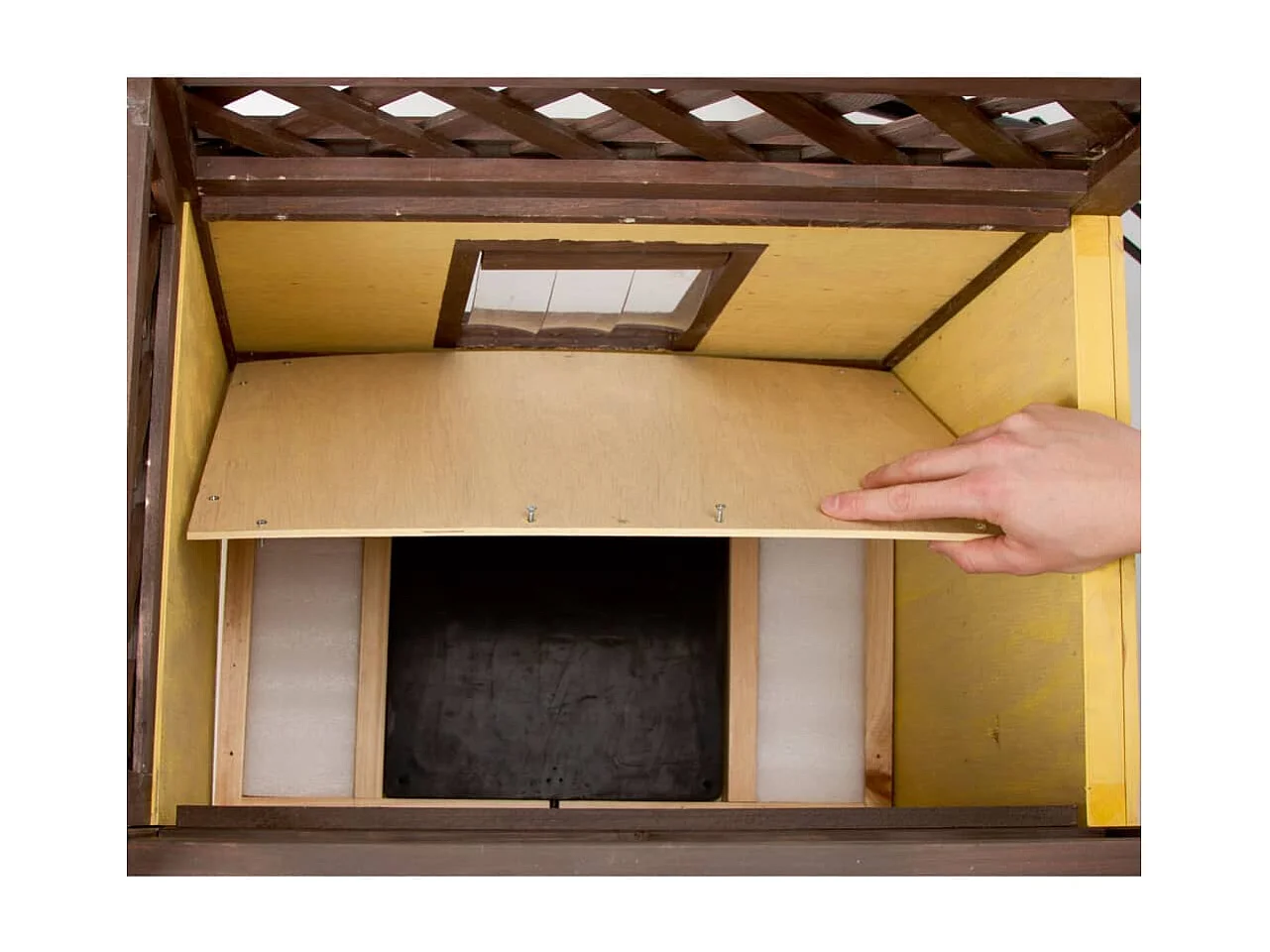 Kattenhuis DeLuxe 4-seizoenen verwarmd 88x57x77 cm donkerbruin