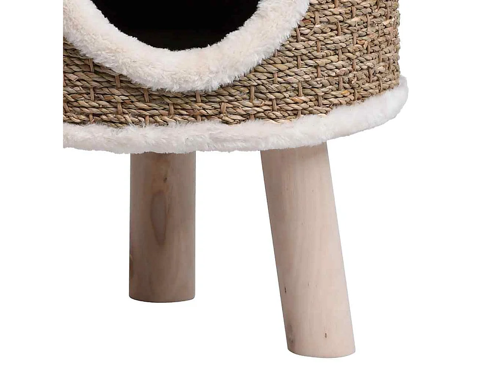 Kattenhuis met houten poten 41 cm zeegras
