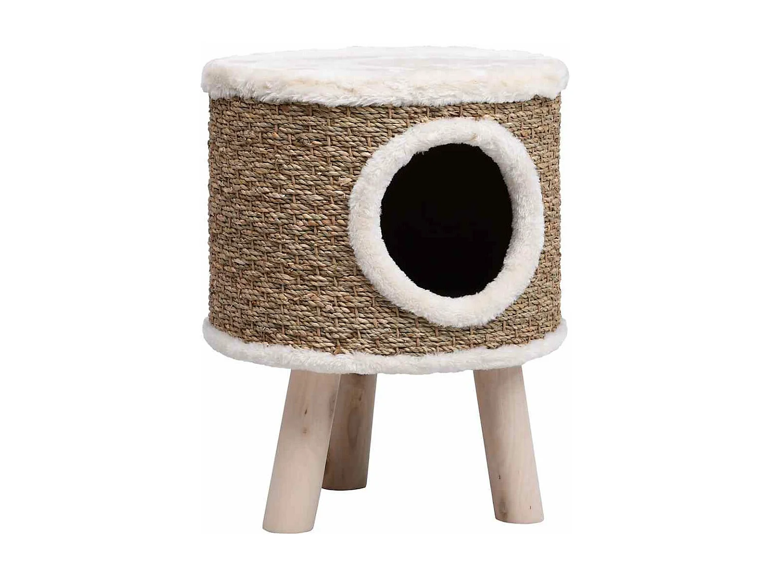 Maison pour chat avec pieds en bois 41 cm Herbiers marins