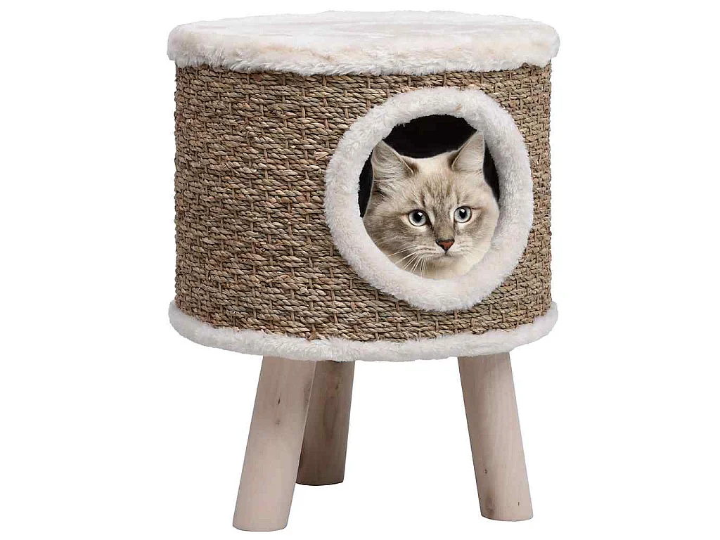 Maison pour chat avec pieds en bois 41 cm Herbiers marins
