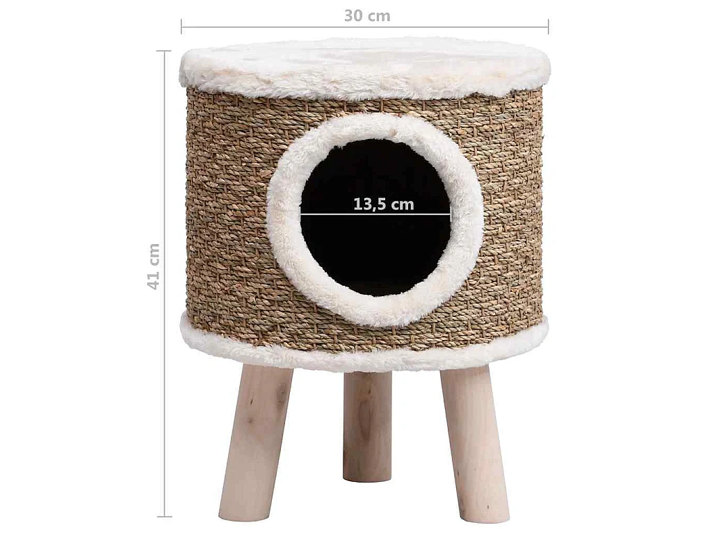 Maison pour chat avec pieds en bois 41 cm Herbiers marins