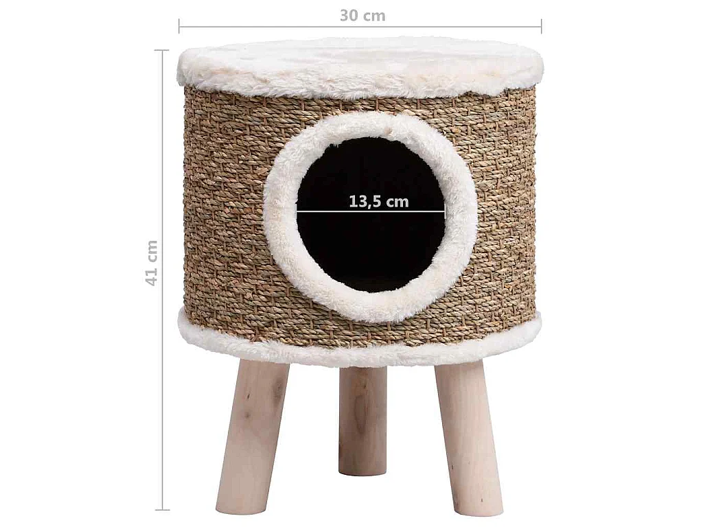 Maison pour chat avec pieds en bois 41 cm Herbiers marins