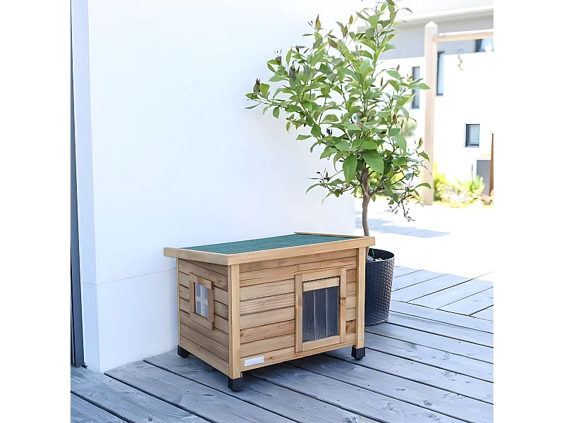 Casetta per Gatti Rustica 57x45x43 cm Marrone e Verde