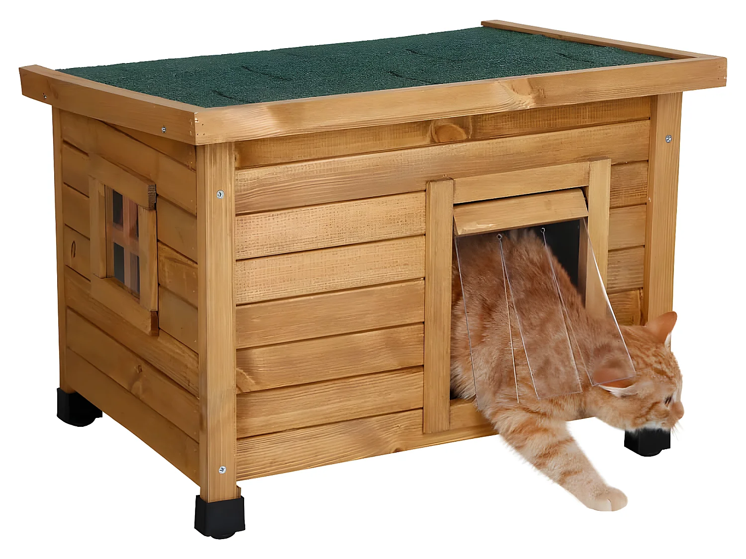 Katzenhaus Rustica 57x45x43 cm Braun und Grün