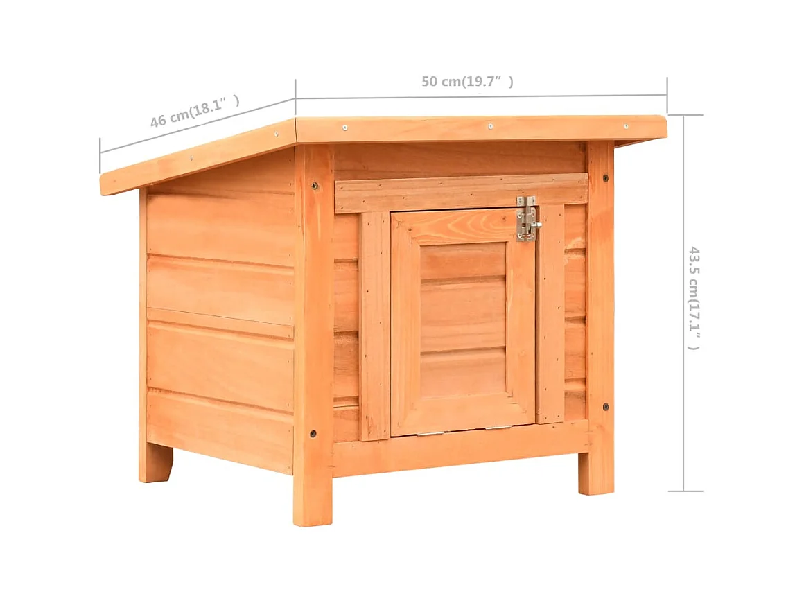 Kattenhuis 50x46x43,5 cm massief grenen- en vurenhout