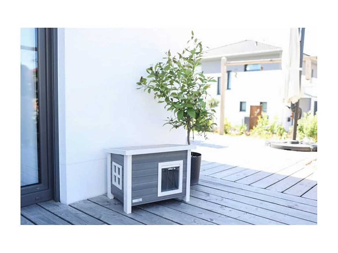 Kattenhuis Eli ECO 57x45x43 cm grijs en wit