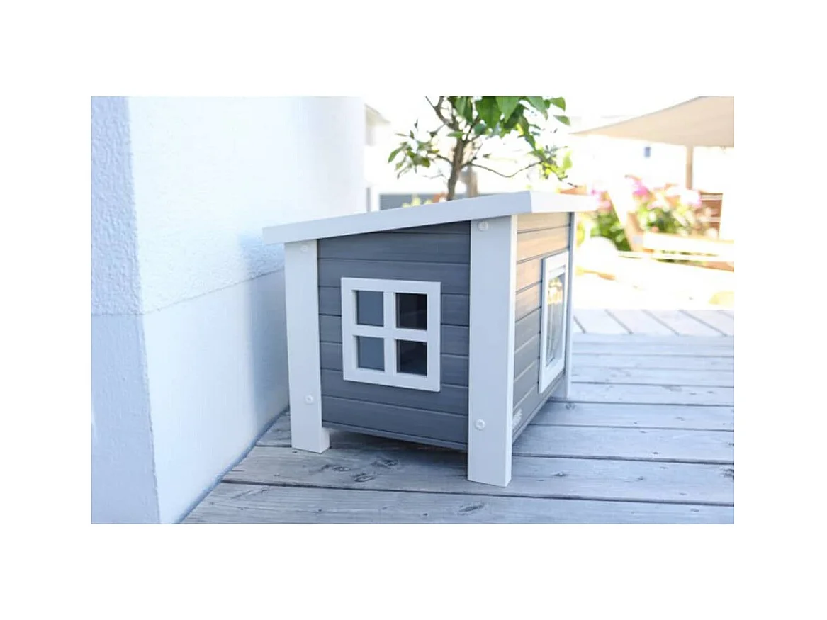 Casa para gatos ECO Eli 57x45x43 cm cinzento e branco