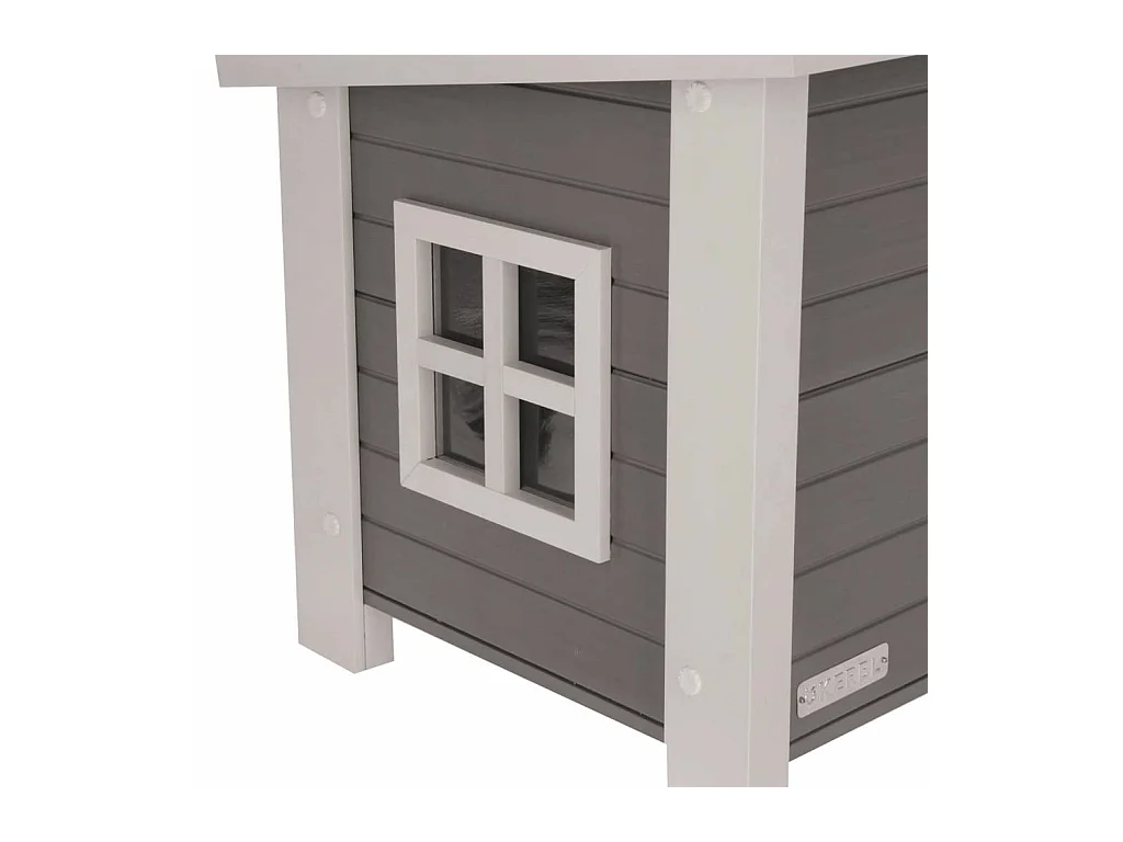 Casa para gatos ECO Eli 57x45x43 cm cinzento e branco
