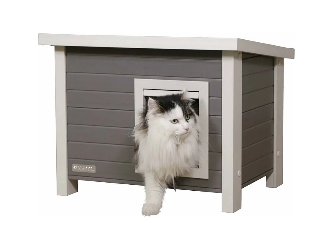 Casa para gatos ECO Eli 57x45x43 cm cinzento e branco