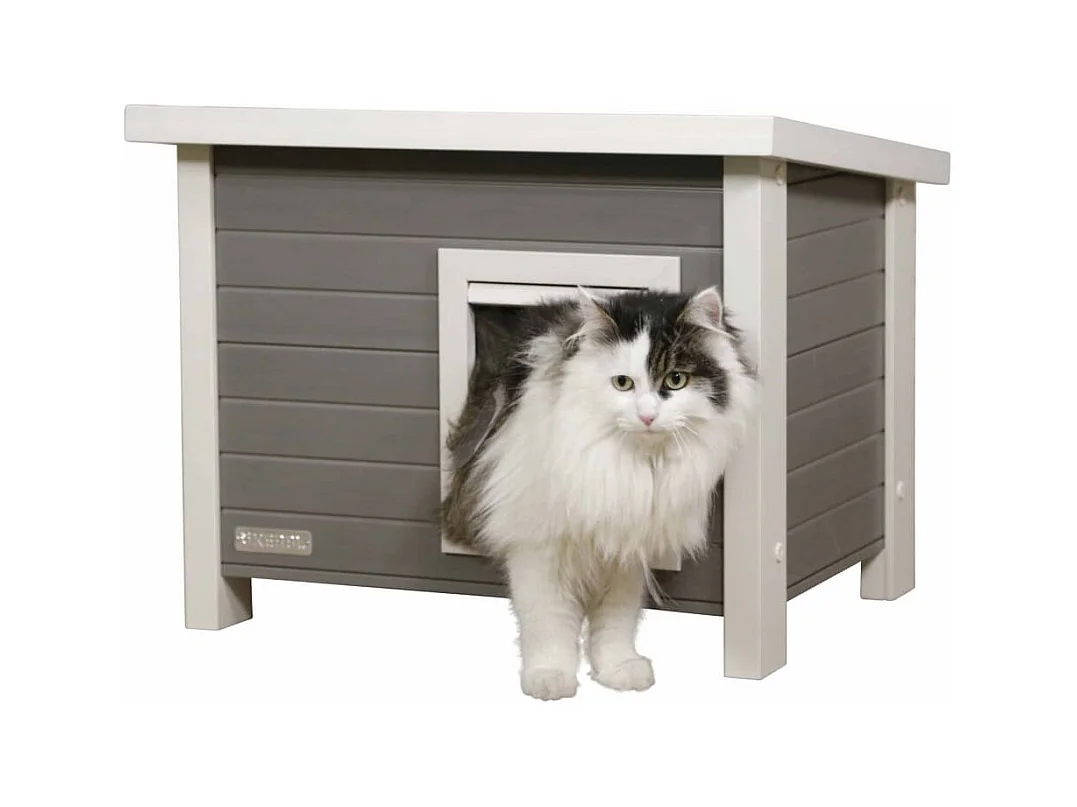 Casa para gatos ECO Eli 57x45x43 cm cinzento e branco