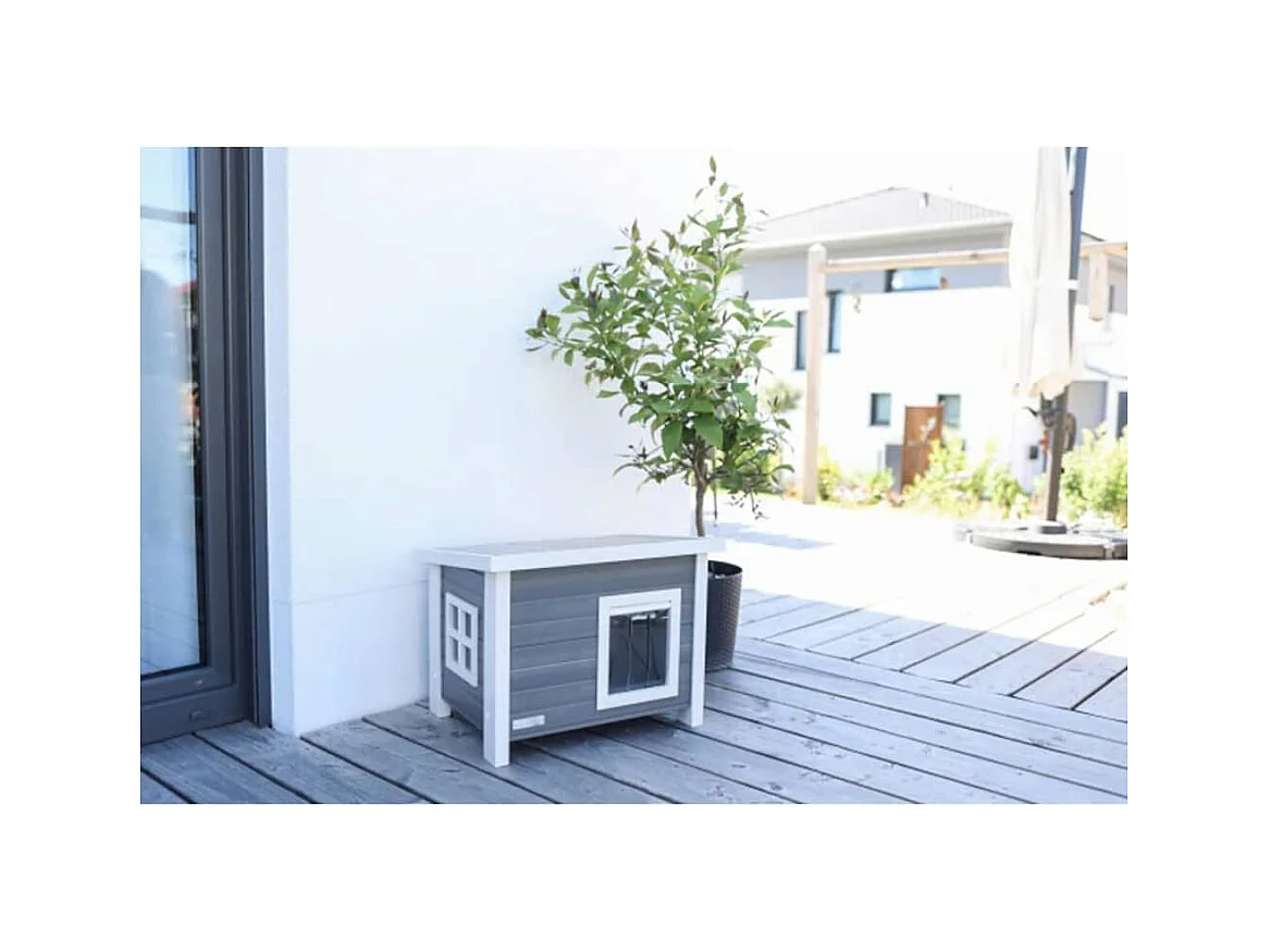 Casa para gatos ECO Eli 57x45x43 cm cinzento e branco