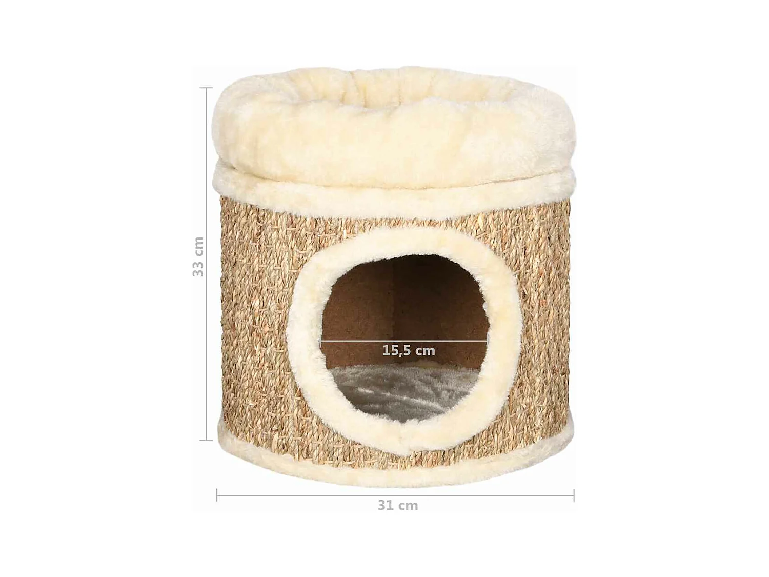 Maison pour chat avec coussin de luxe 33 cm Herbiers marins