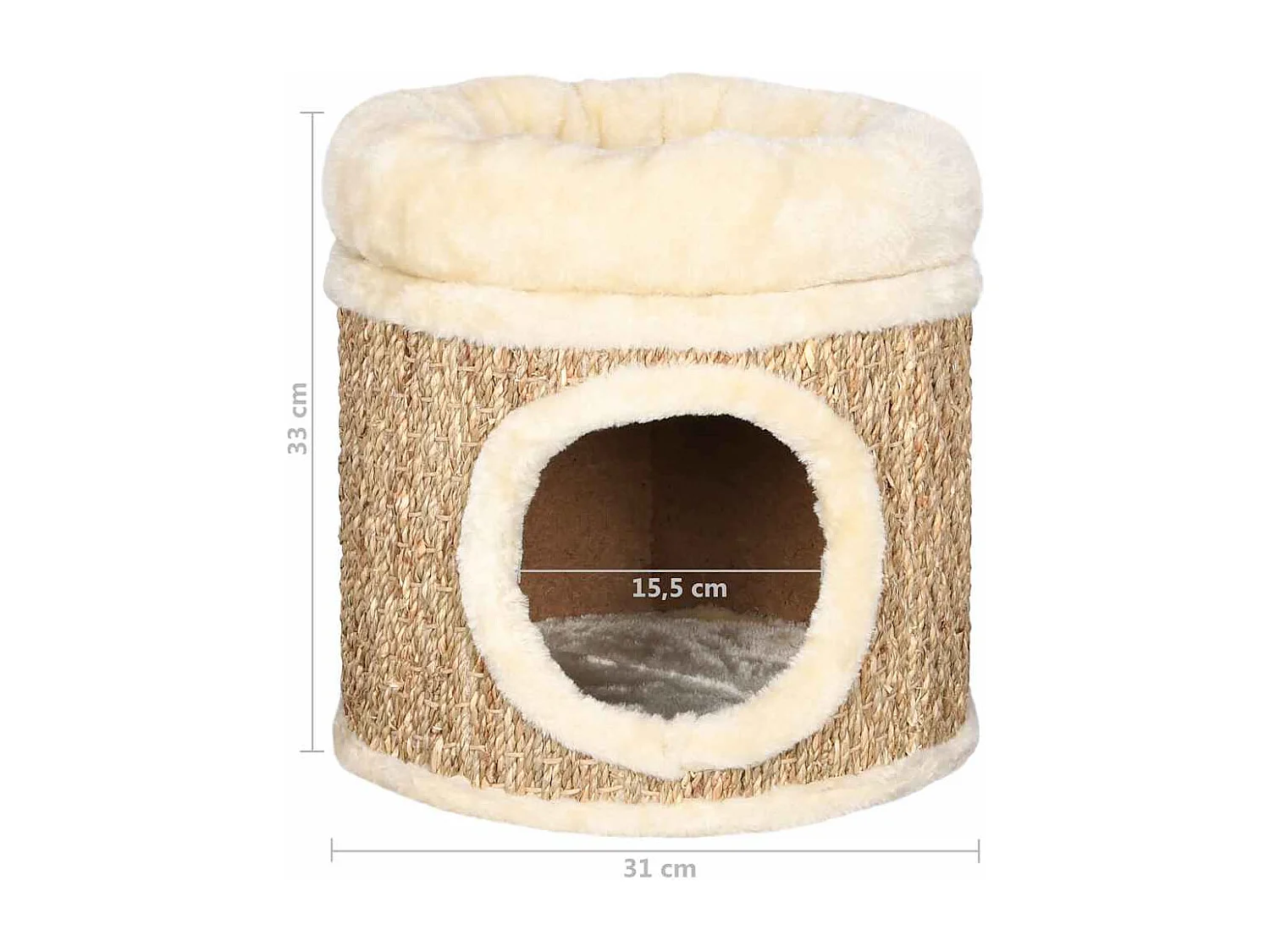 Maison pour chat avec coussin de luxe 33 cm Herbiers marins