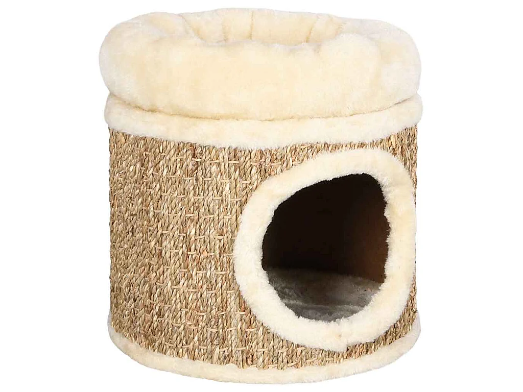 Ninho para gatos c/ almofadão luxuoso 33 cm ervas marinhas