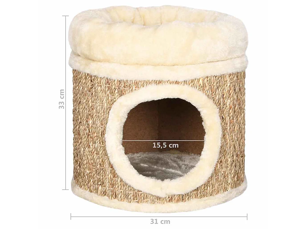 Maison pour chat avec coussin de luxe 33 cm Herbiers marins