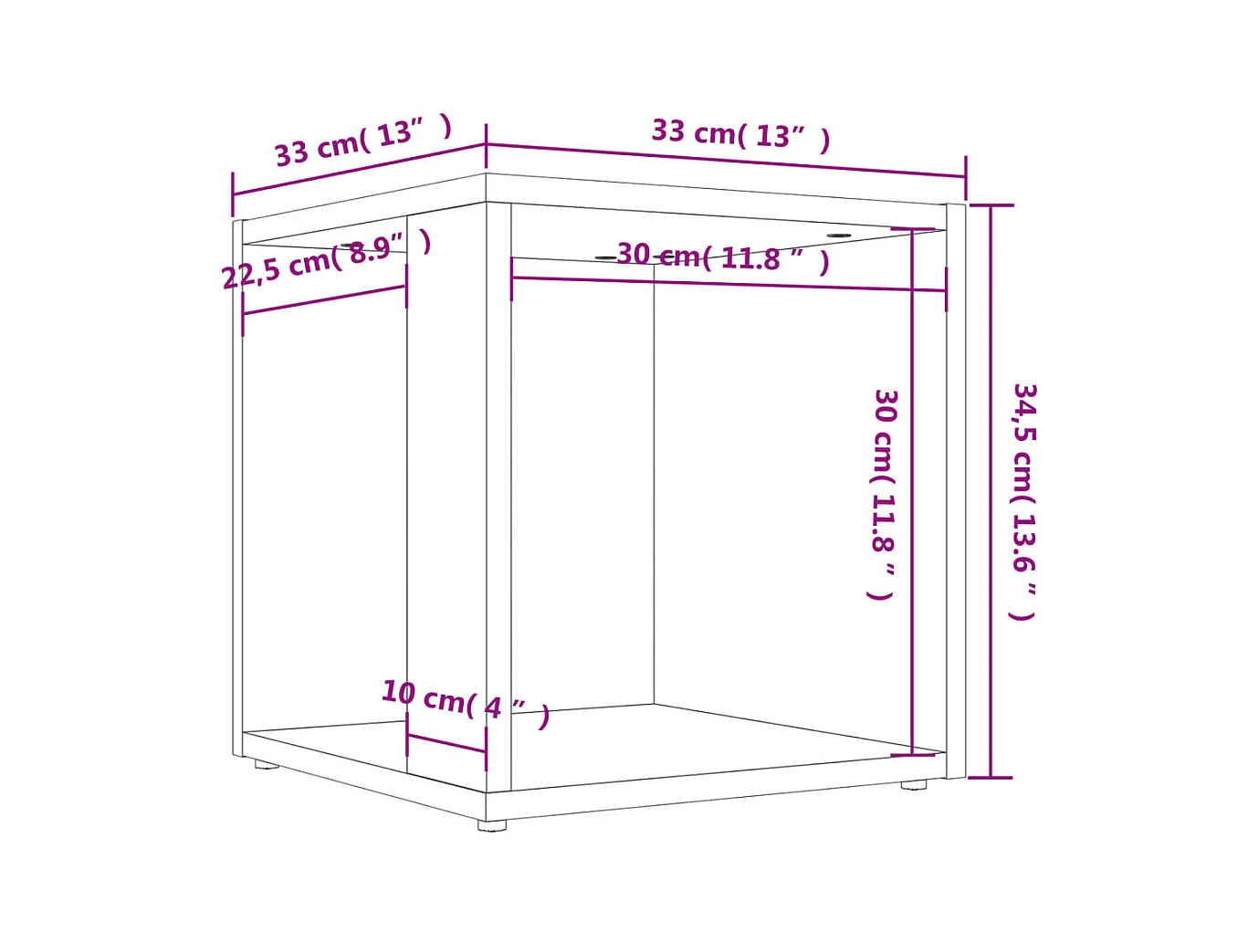 Beistelltisch Sonoma-Eiche 33x33x34,5 cm Holzwerkstoff