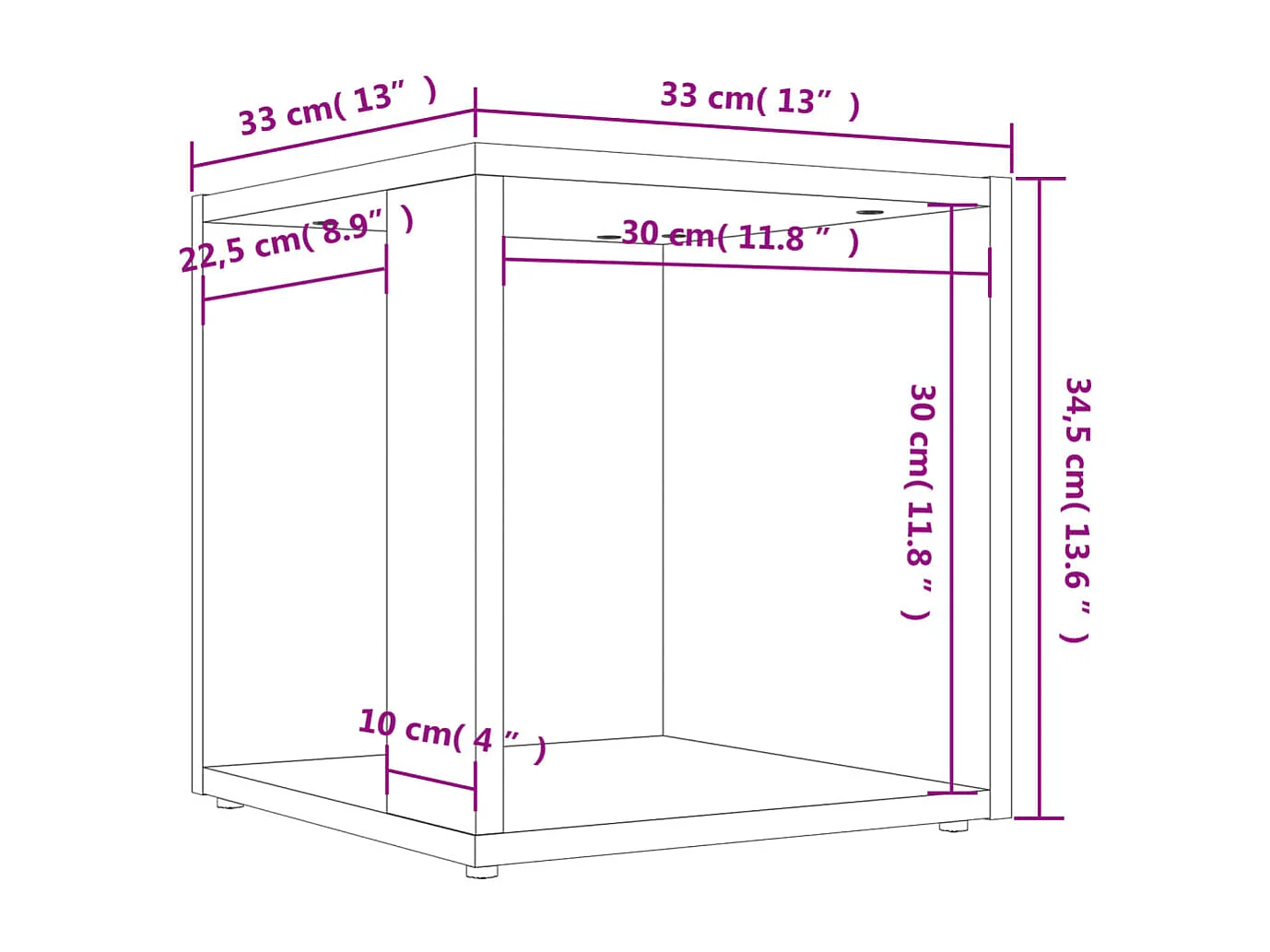 Table d'appoint Chêne sonoma 33x33x34,5 cm Aggloméré