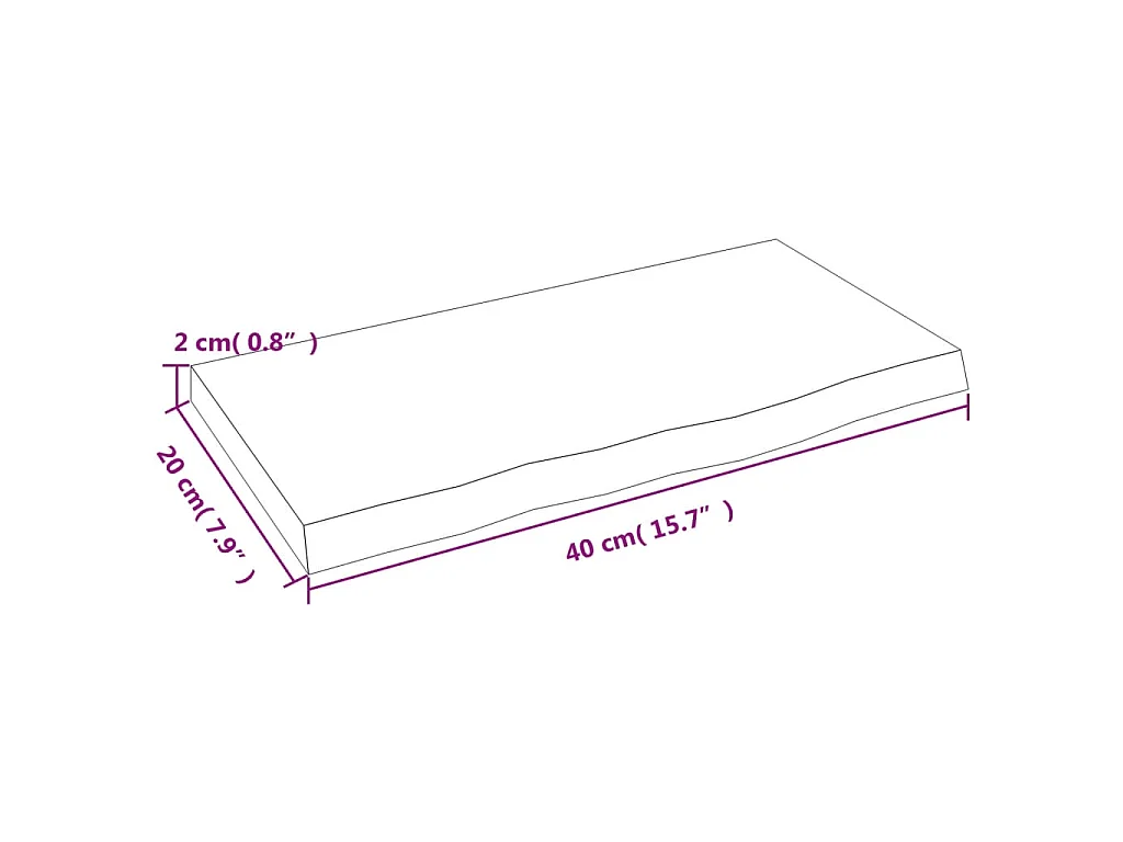 Wandregal 40x20x2 cm Massivholz Eiche Unbehandelt