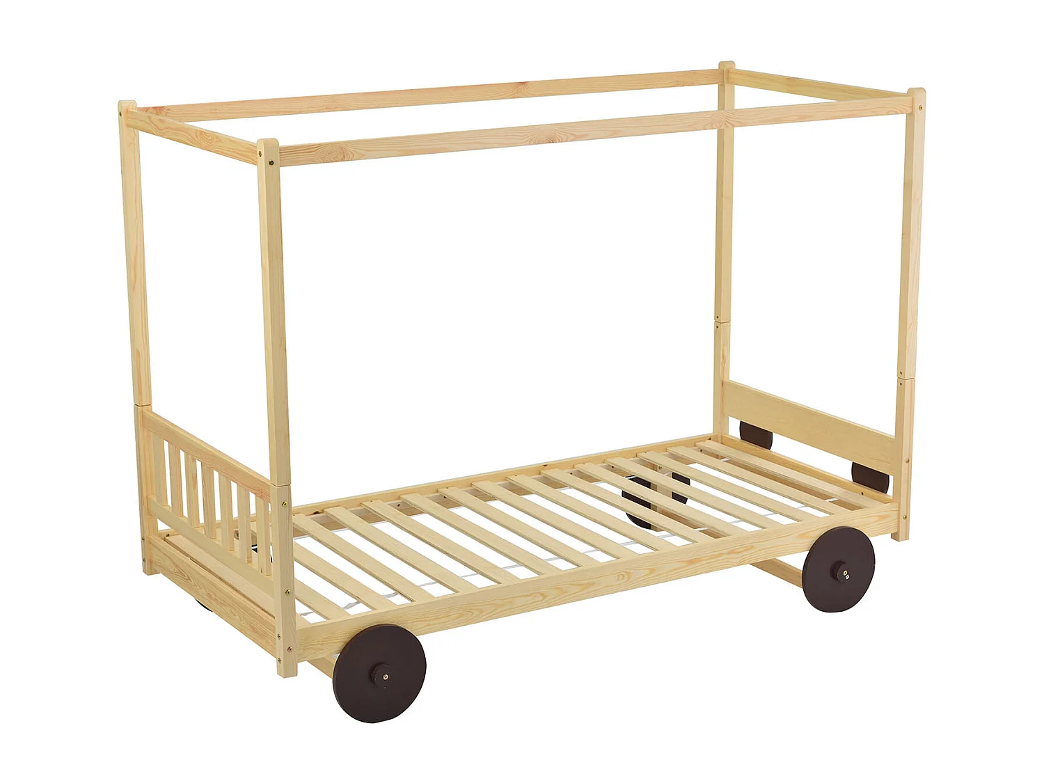 Lit cabane 90x200 cm Lit d'auto lit d'enfant - naturel - Sweiko