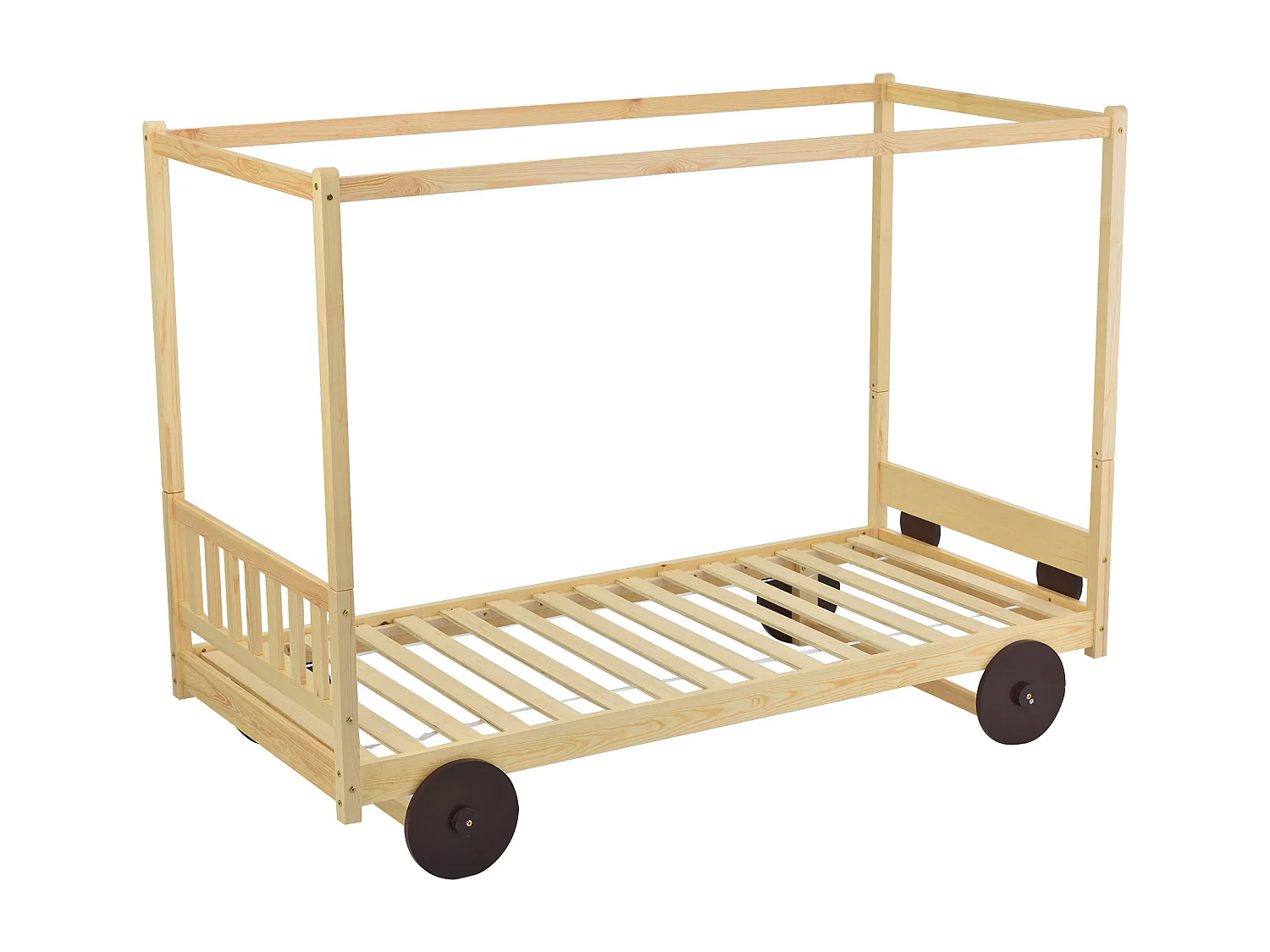 Lit cabane 90x200 cm Lit d'auto lit d'enfant - naturel - Sweiko