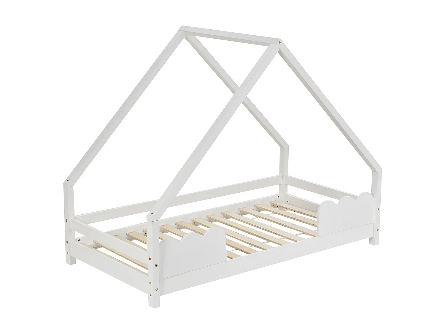 Lit cabane 80x160 cm avec protection - blanc - Sweiko