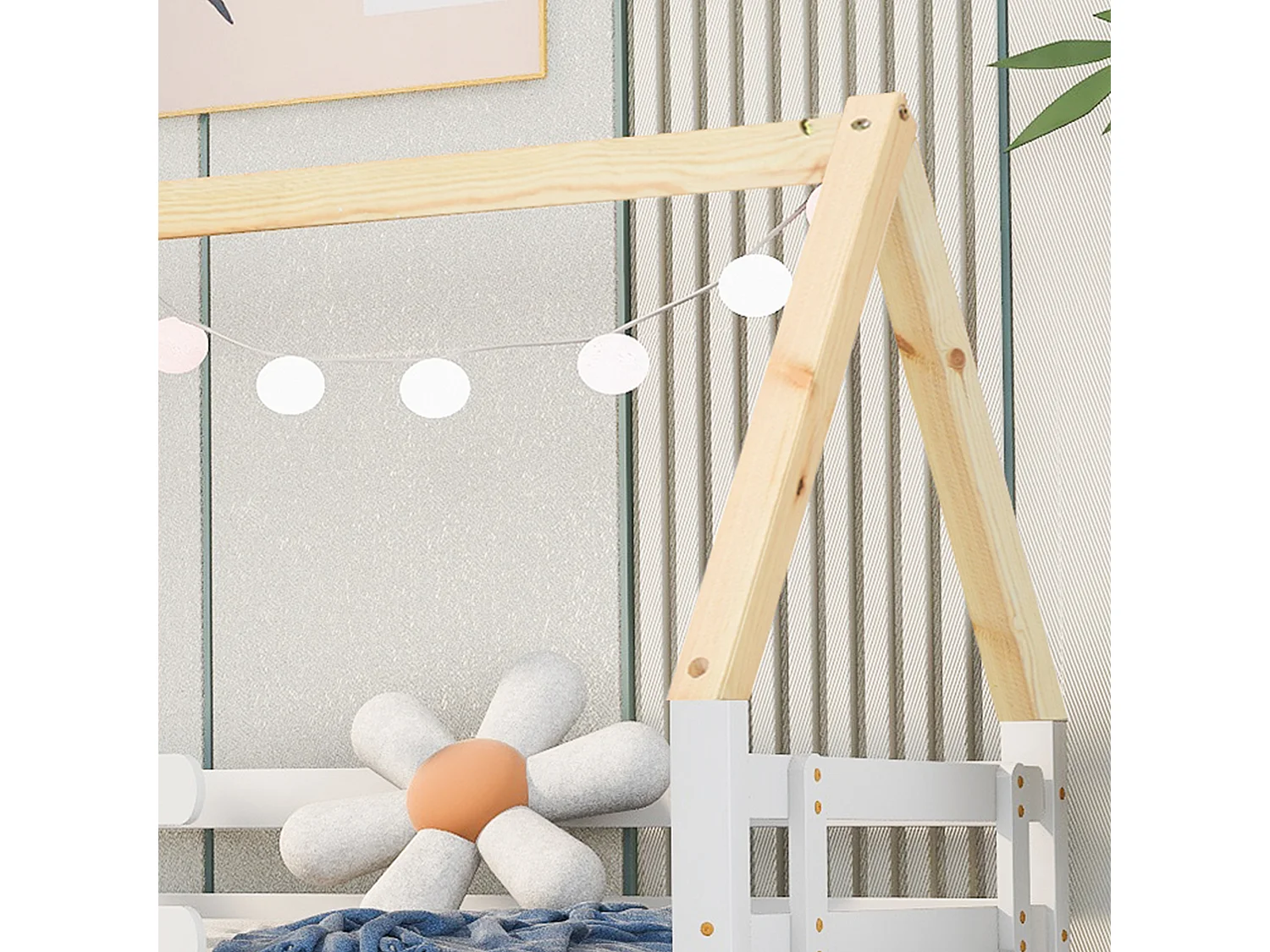 Lit cabane avec roulettes en bas, Lit de cabane blanc 200x90 cm - Sweiko