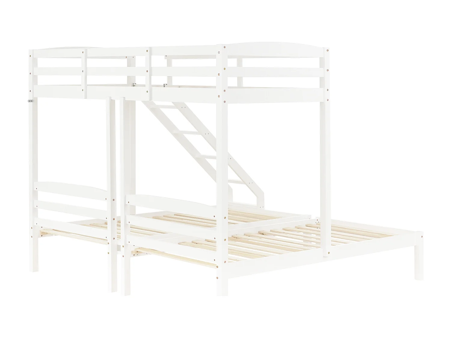 Lit cabane - Lit superposé triple blanc 90x200 cm - Sweiko