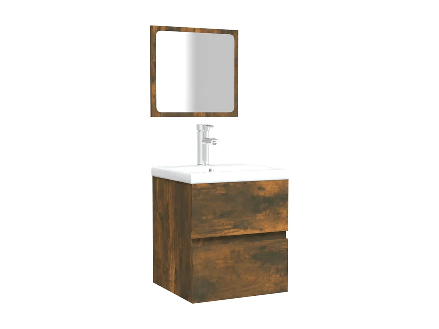 Armoire de bain avec miroir Chêne fumé Bois d'ingénierie