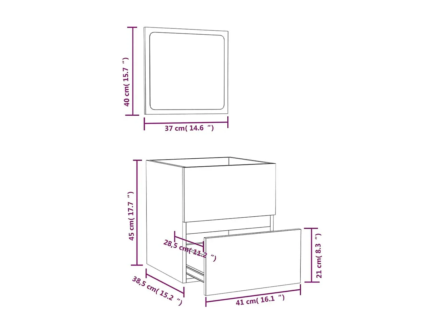 Armoire de bain avec miroir Chêne fumé Bois d'ingénierie