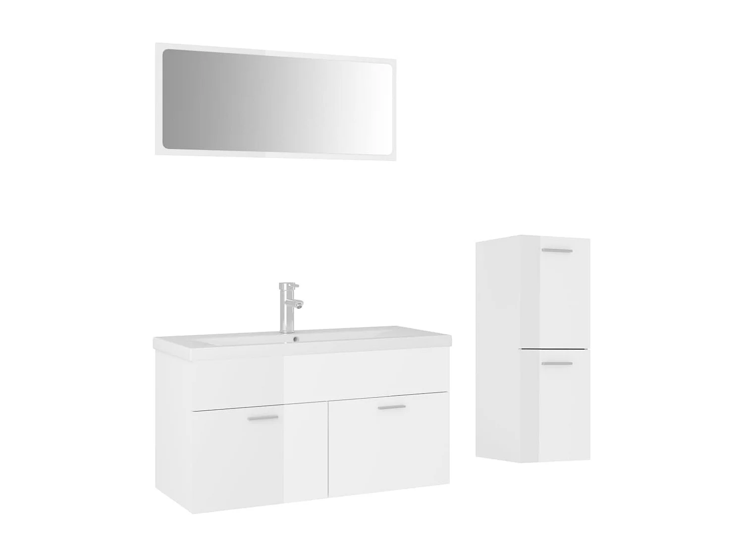 Badkamermeubelset bewerkt hout hoogglans wit