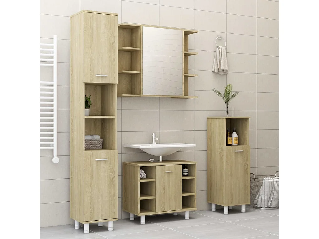 Armoire de salle de bain Chêne sonoma Bois d'ingénierie