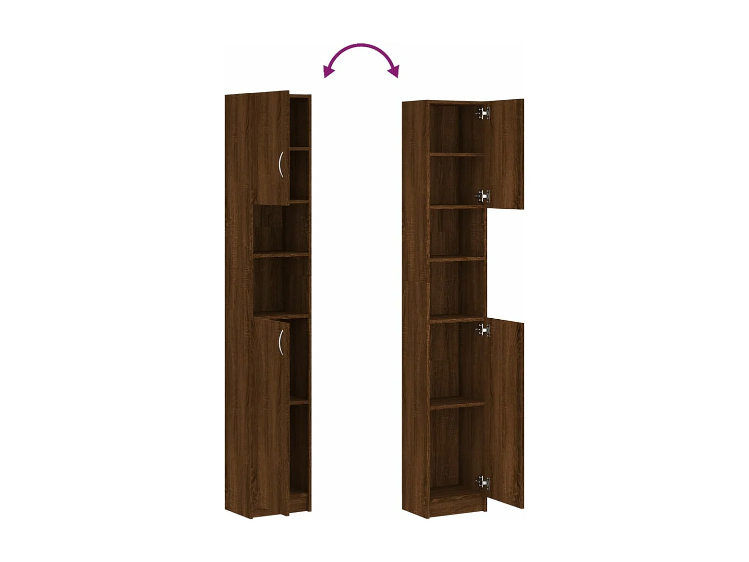 Badkamerkast 32x25,5x190 cm bewerkt hout bruin eikenkleur