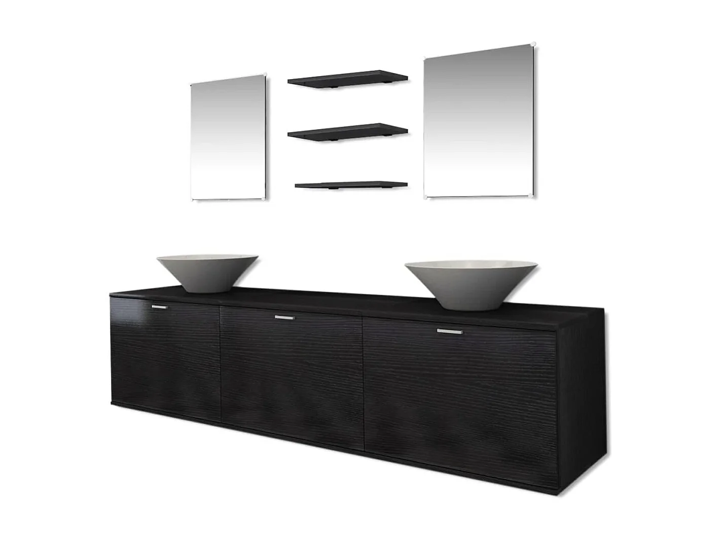 8 pièces de mobilier de salle de bain et lavabo Noir