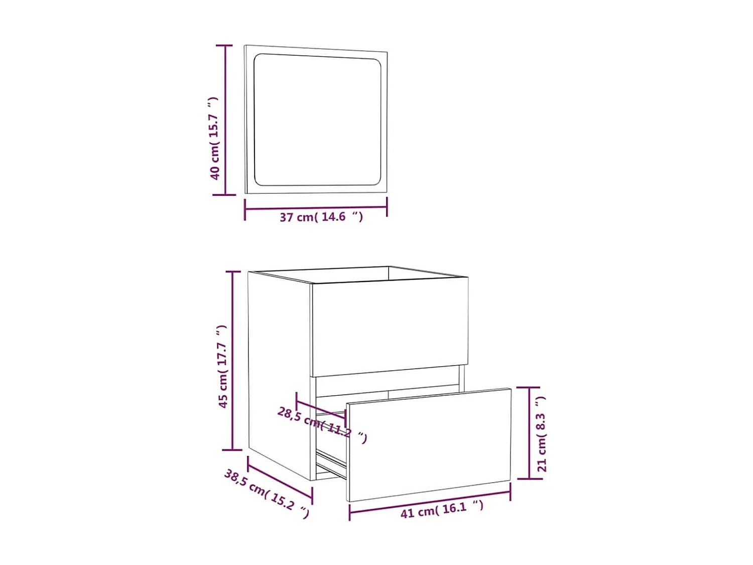 Armoire de bain et miroir Sonoma gris Bois d'ingénierie