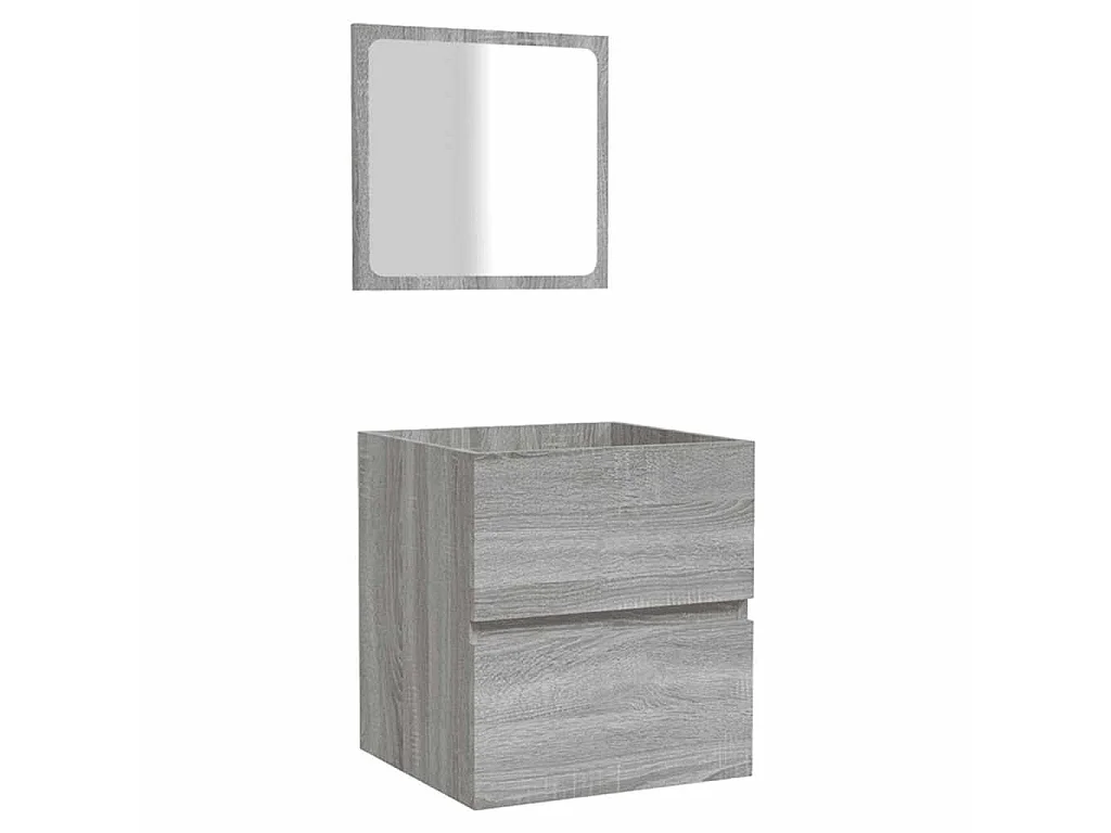 Armoire de bain et miroir Sonoma gris Bois d'ingénierie