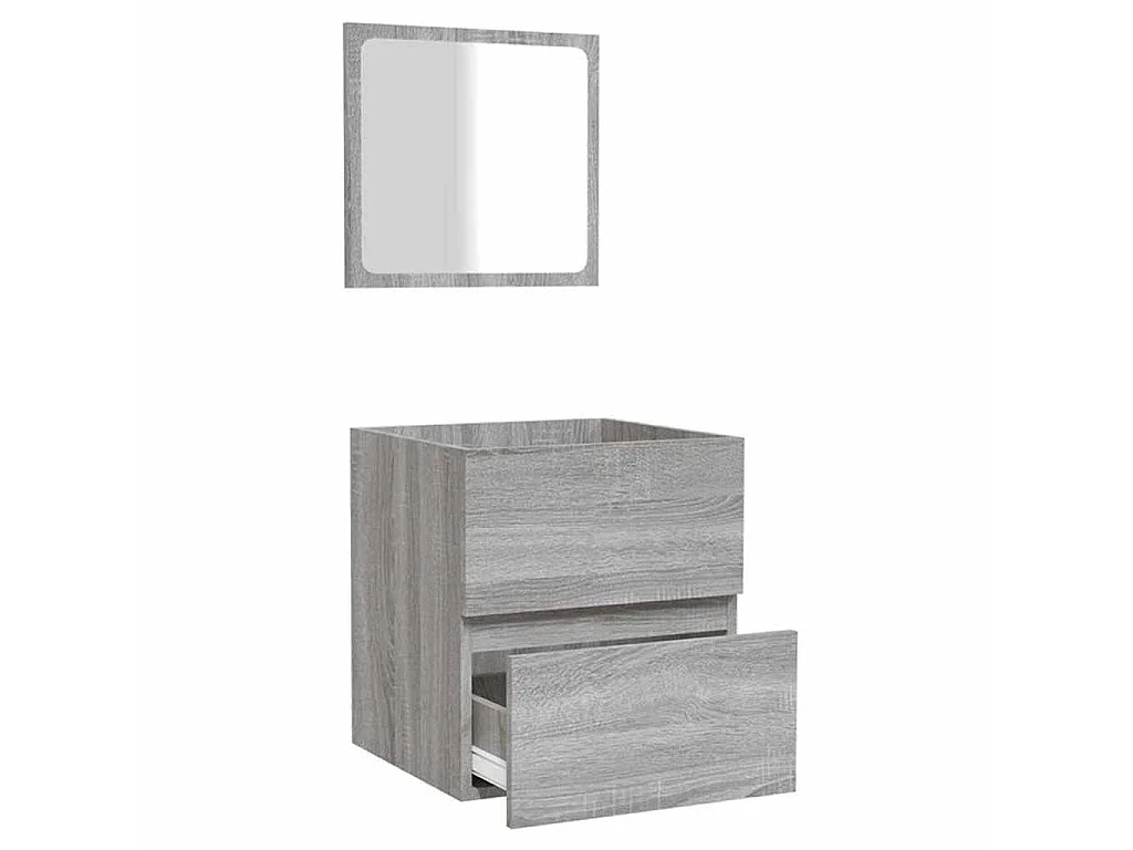 Armoire de bain et miroir Sonoma gris Bois d'ingénierie