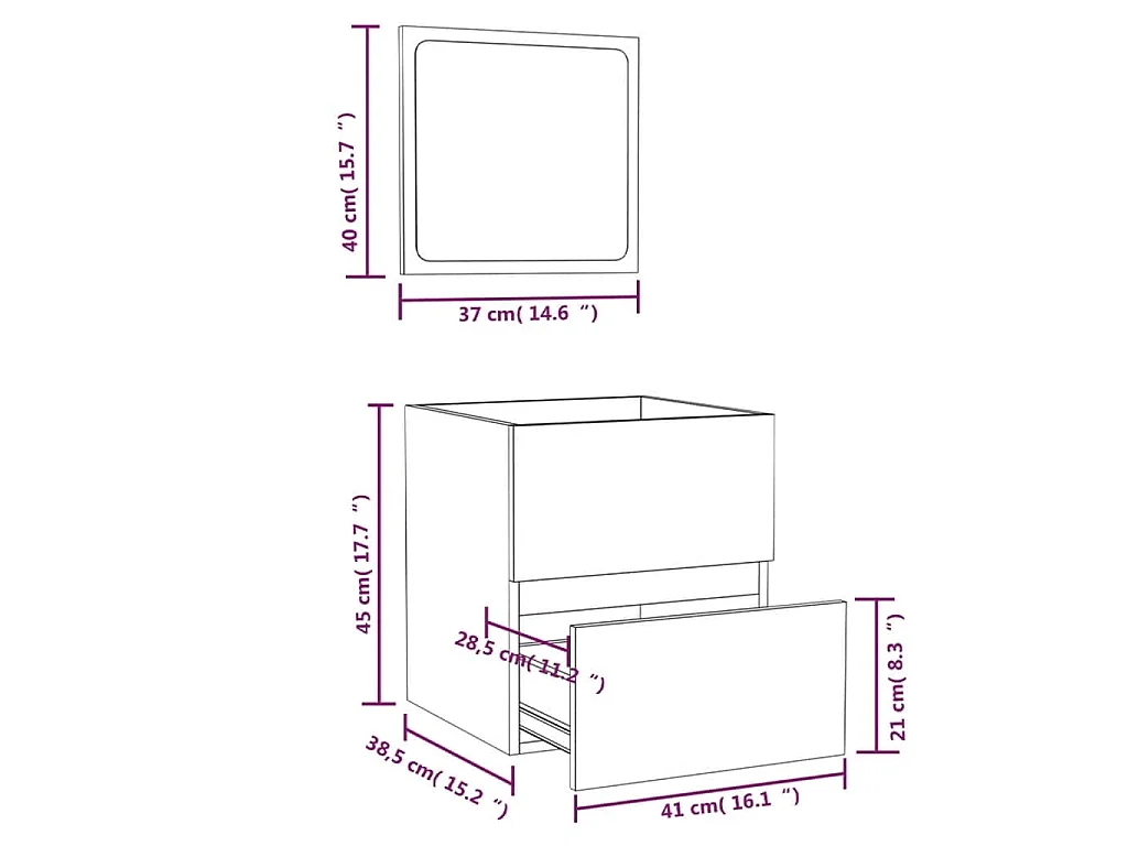 Armoire de bain et miroir Sonoma gris Bois d'ingénierie