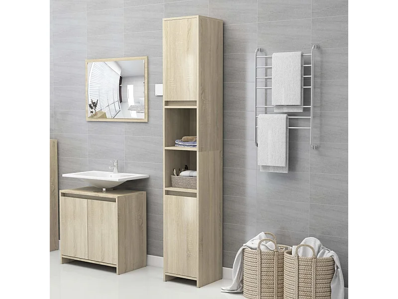 Armoire de salle de bain Chêne sonoma Bois d'ingénierie